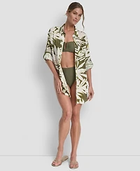 Dkny Women's Gauze Collared Button-Front Beach Shirt