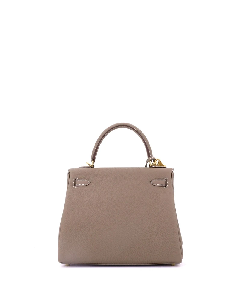 Pre-Owned HERMES Kelly 25 Handbag Grey Togo with Gold Hardware