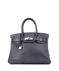 Pre-Owned Hermes Birkin 30 Handbag Grey Swift with Palladium Hardware