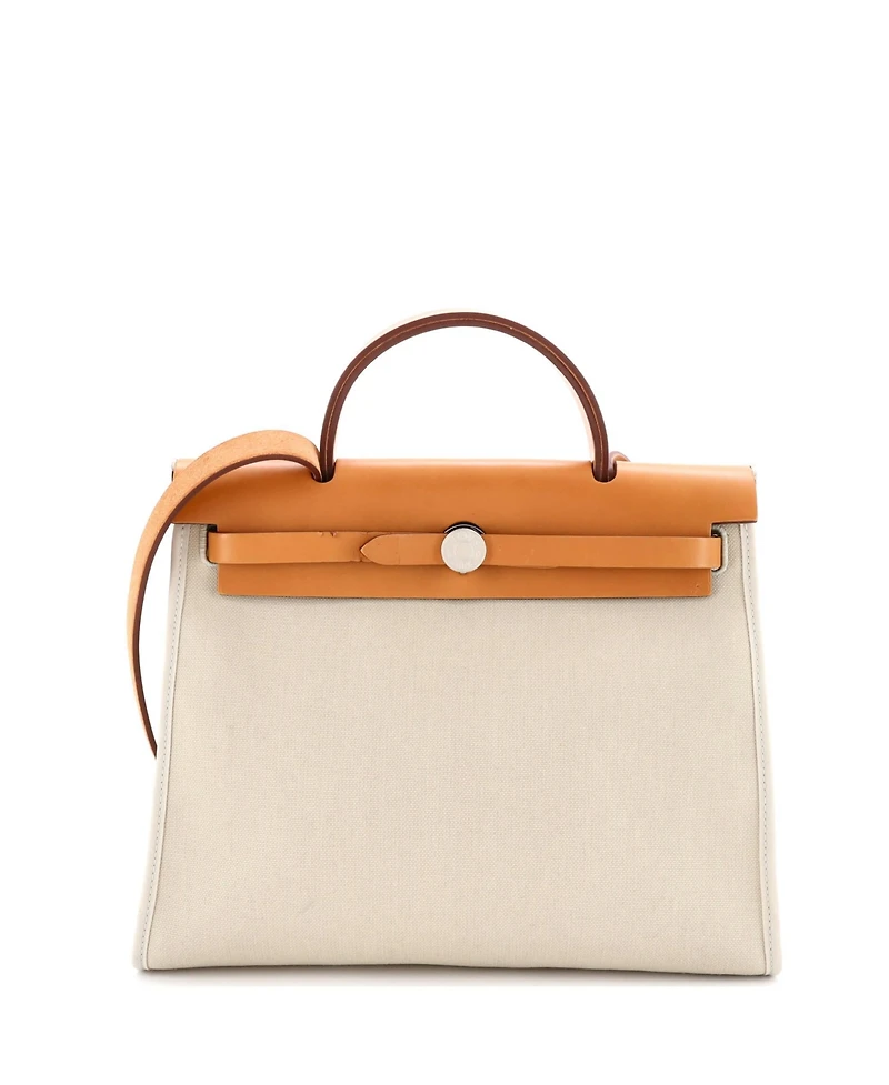 Pre-Owned Hermes 31 Herbag Zip Leather and Toile