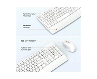 risokeys Wireless Keyboard & Mouse Combo – Keyboard with Wrist Rest, 3 Dpi Adjustable Mouse, 2.4G Wireless Pc, Laptop & Computer – White