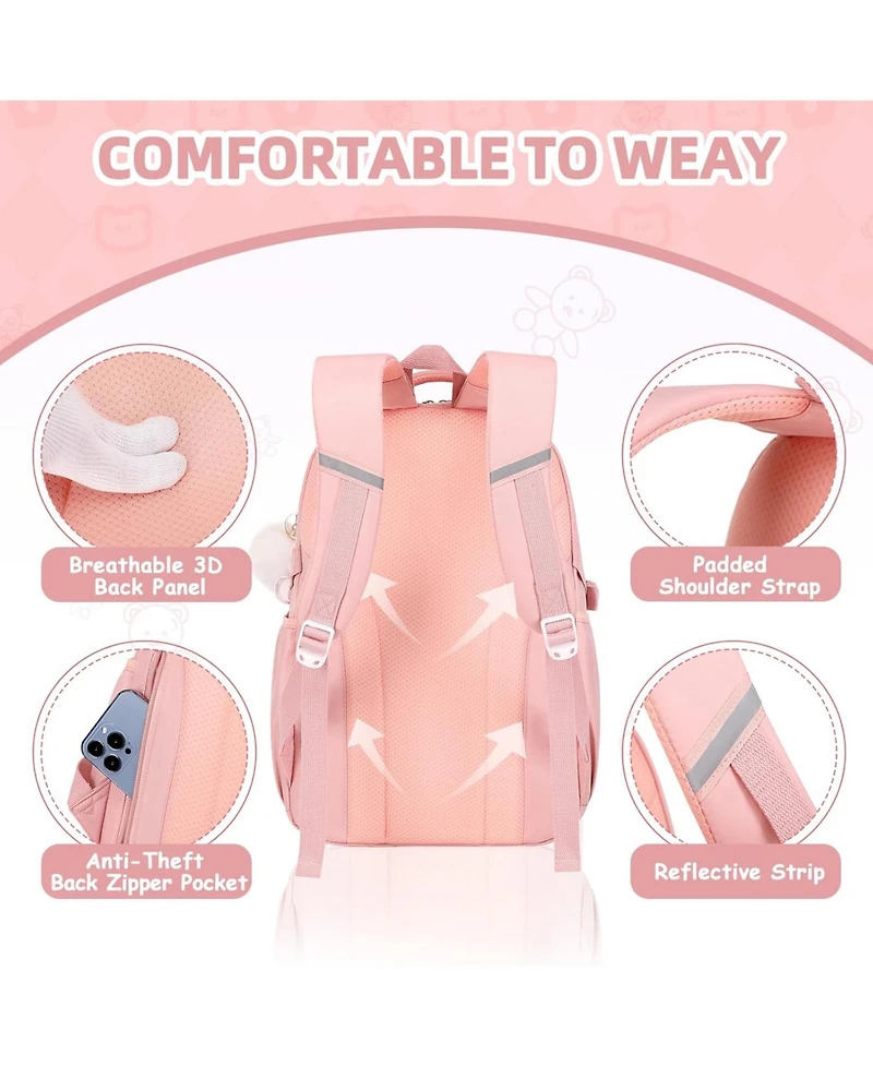 Batfox Pink Girls Backpack Kids Backpack for Girls