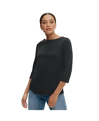 ellos Women's Plus With Three-Quarter Sleeves Boatneck Tee