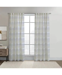 Habitat 100% Polyester Nathan Stripe Sheer Faux LinenDual Header Curtain Pane