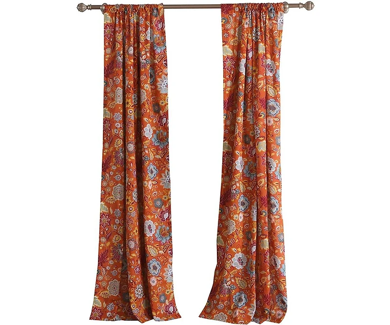 Greenland Home Fashion Astoria Festive Window Curtain Panel Pair With 3" Rod Pocket - Spice 42x63"