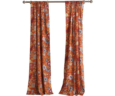 Greenland Home Fashion Astoria Festive Window Curtain Panel Pair With 3" Rod Pocket - Spice 42x63"