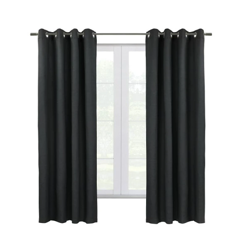 Thermaplus Commonwealth Shadow Grommet Dressing Window Curtain Panel - 52x95", Black
