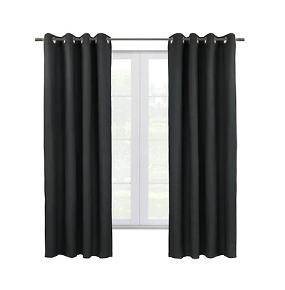 Thermaplus Commonwealth Shadow Grommet Dressing Window Curtain Panel - 52x95", Black