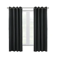 Thermaplus Commonwealth Shadow Grommet Dressing Window Curtain Panel - 52x95", Black