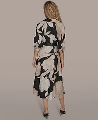 Donna Karan New York Women's Floral Midi Shirt Dress