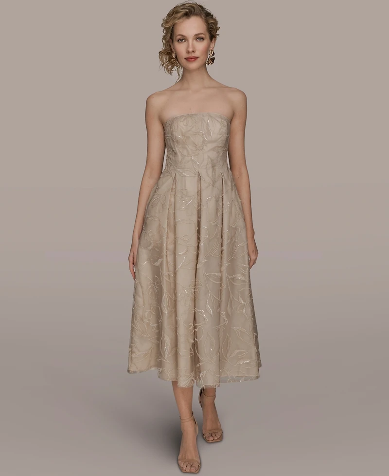 Donna Karan New York Women's Strapless Fit & Flare Midi Dress