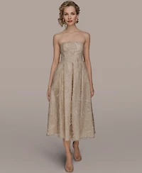 Donna Karan New York Women's Strapless Fit & Flare Midi Dress