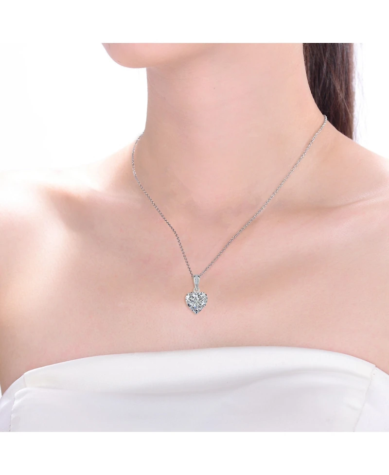 Genevive Women's Sterling Silver 18K Rose Gold Plated Colored Cubic Zirconia Heart-shape Necklace