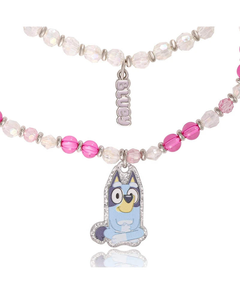 Bluey Beaded Bracelet Set, 4-Pack, Character Charms, Adjustable Stretch