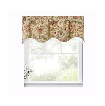 Ellis Curtain Regency Scallop Shaped 3" Rod Pocket Valances for Windows 50" x1 5" Antique