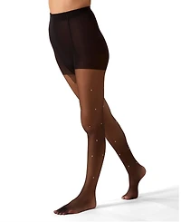 MeMoi Women's Sheer All-Over Faux Pearl Trimmed Fashion Tights