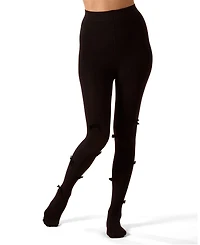 MeMoi Women's Ribbed Velvety-Bow-Trimmed Cotton Blend Tights