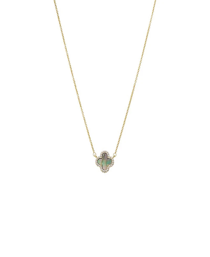 by Adina Eden Pave Outlined Gold Plated Four Leaf Clover Necklace