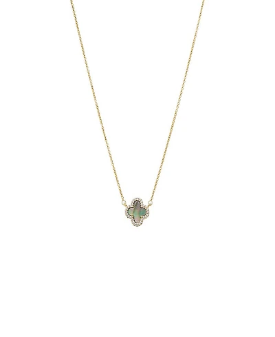 by Adina Eden Pave Outlined Gold Plated Four Leaf Clover Necklace