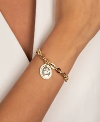 by Adina Eden Vintage Gold Plated Coin Box Link Chain Bracelet