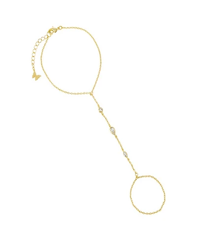 by Adina Eden Cubic Zirconia Gold Plated Bezel Multi Shape Hand Chain Bracelet