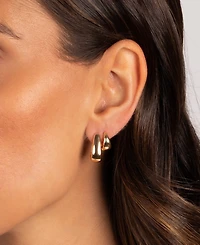 by Adina Eden The Solid Graduated Gold Plated Huggie Earring Combo Set