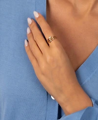 by Adina Eden Cubic Zirconia Teardrop Gold Plated Bezel Triple Wrap Coil Ring