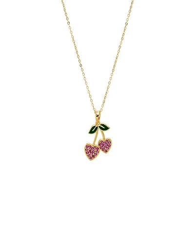 by Adina Eden Red Pave Cherry Hearts Pendant Necklace