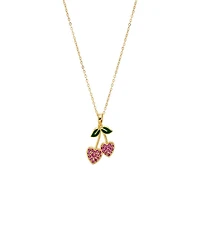 by Adina Eden Red Pave Cherry Hearts Pendant Necklace