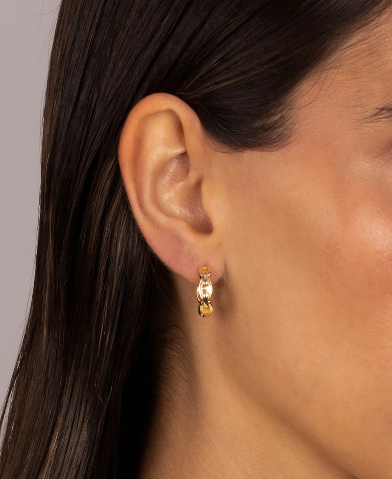 by Adina Eden Gold Plated Solid Square Link Huggie Earrings