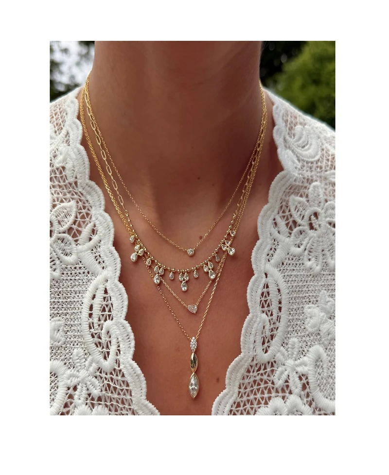 by Adina Eden Cubic Zirconia Pave Marquise Stone Drop Necklace