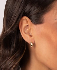 by Adina Eden Cubic Zirconia Gold Plated Bezel Claw Huggie Earrings