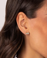 by Adina Eden Multi Cubic Zirconia Gold Plated Heart Stud Earrings