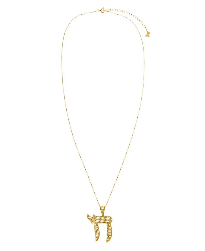 by Adina Eden Pave Large Gold Plated Chain Pendant Necklace