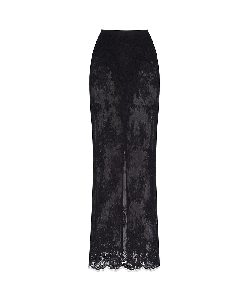 Milla Women's Sensual Semi-Sheer Floral Lace Maxi Skirt