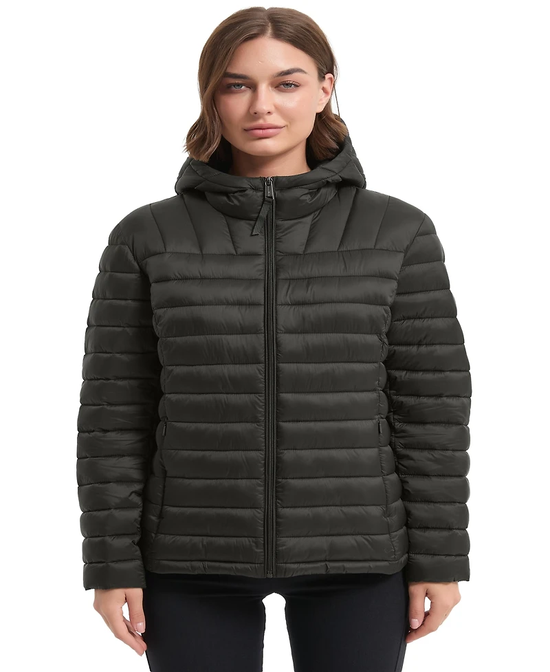 Hawke & Co. Women's Packable Quilted Hooded Puffer Jacket