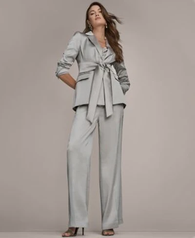 Donna Karan New York Womens Notch Lapel Blazer Wide Leg Mid Rise Pants