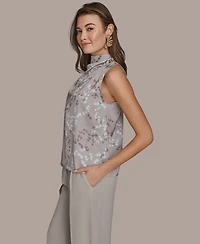 Donna Karan New York Women's Mock Neck Sleeveless Top