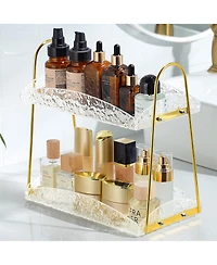 Yigii 2-Tier Bathroom Counter Organizer, Acrylic Makeup Organizer for Vanity, Bathroom Perfume Organizer Tray, Clear Skincare Organizer Countertop