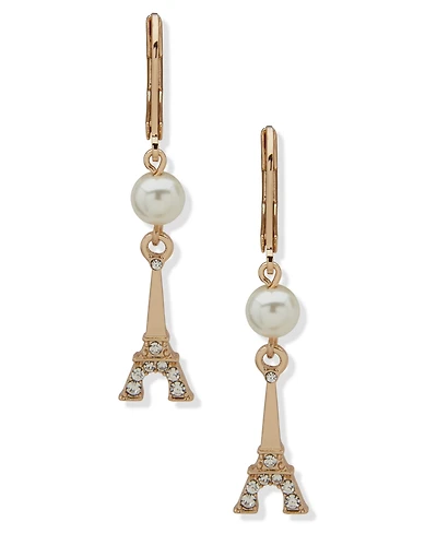 Karl Lagerfeld Paris Imitation Pearl Eiffel Double Drop Earrings