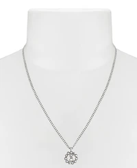 Steve Madden Faux Cultured Pearl Signature Circle Pendant Necklace