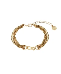 Steve Madden Gold Signature Logo Layered Chain Bracelet