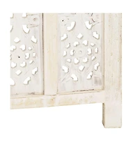 vidaXL Hand carved 4-Panel Room Divider White 63"x65" Solid Mango Wood