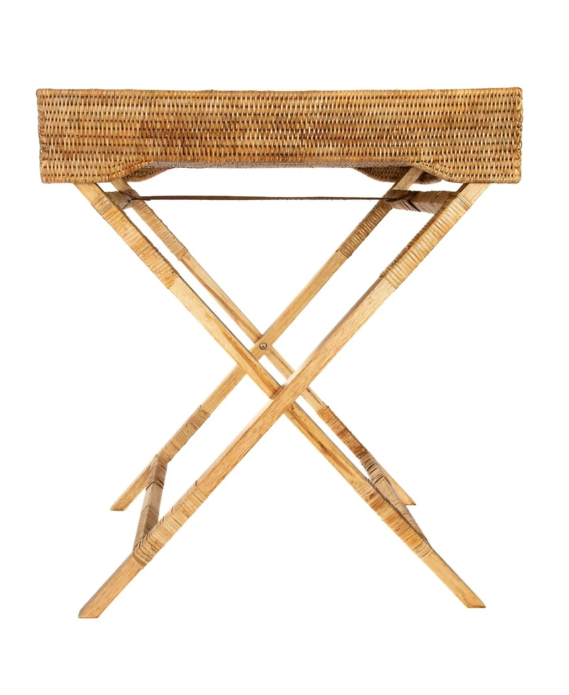 Artifacts Rattan Butler Tray/Table with Glass Insert
