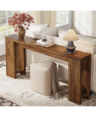 Tribesigns 70.9-Inch Long Console Table, Farmhouse Wooden Entryway Sofa Table Behind Couch, Narrow Entry Console