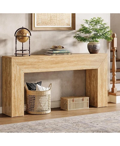 Tribesigns 63" Modern Entryway Table, Narrow Long Sofa Console, Wooden Rectangular Accent Table Behind Couch