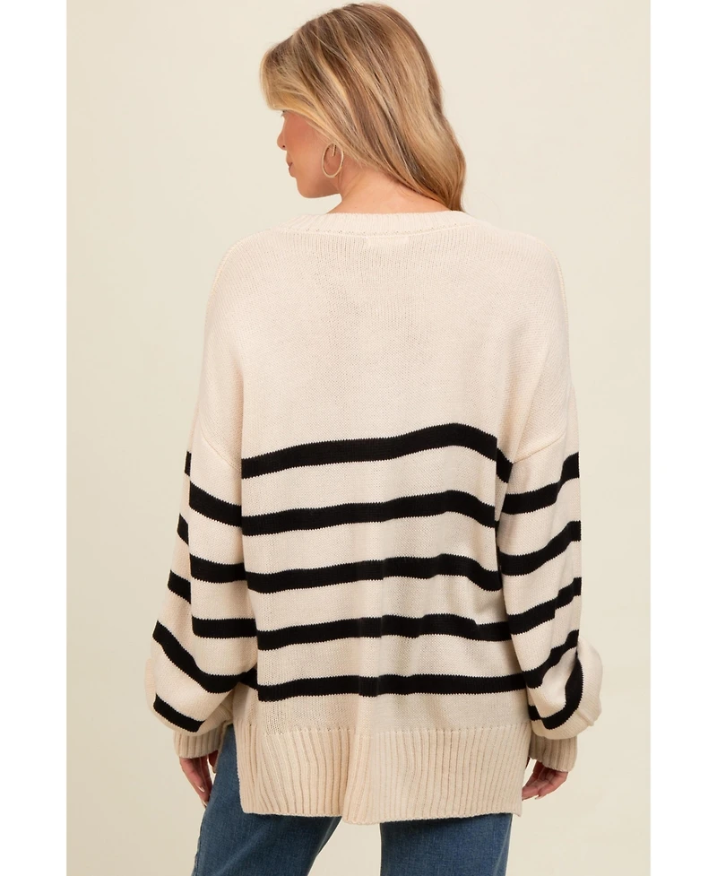 Pinkblush Women's Striped Oversized Side Slit Sweater