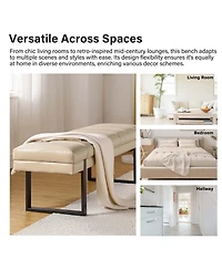 Mid-century Modern Laurens Upholstered Bench with Metal Legs