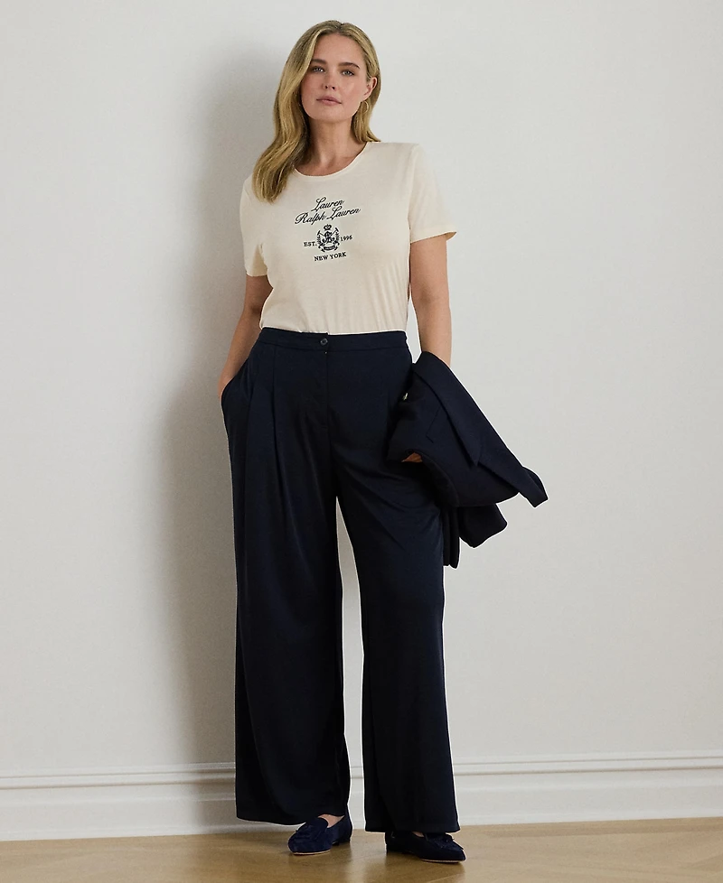 Lauren Ralph Plus Embroidered Crest Crewneck T-Shirt