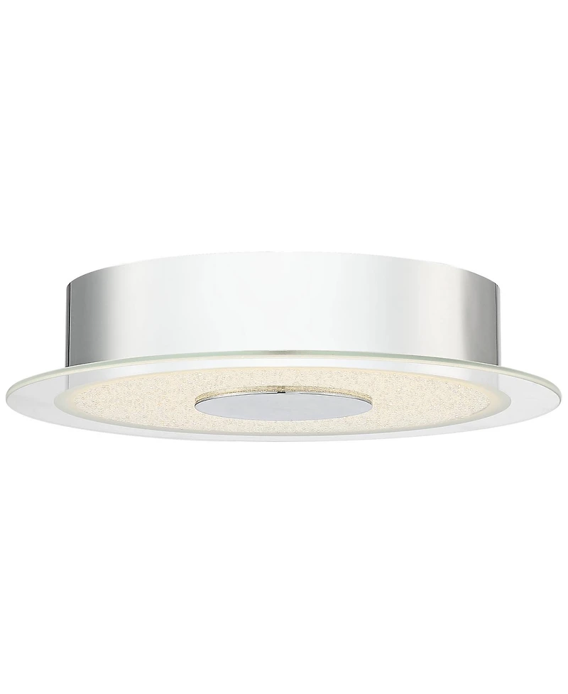 Possini Euro Design Crystal Sand Modern Ceiling Light Flush-Mount Fixture 11" Wide Chrome Led Round Clear Acrylic Ring for Bedroom Kitchen Living Room